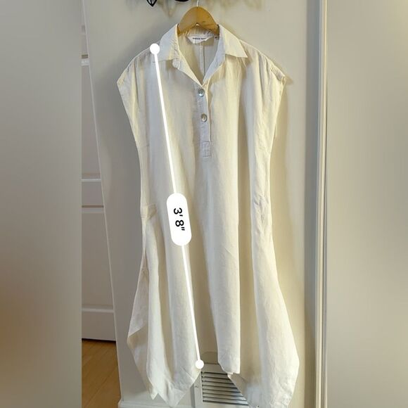 Maruca Novelo Asymmetrical Hem Midi Linen Dress in Ivory S NWOT - Picture 11 of 14